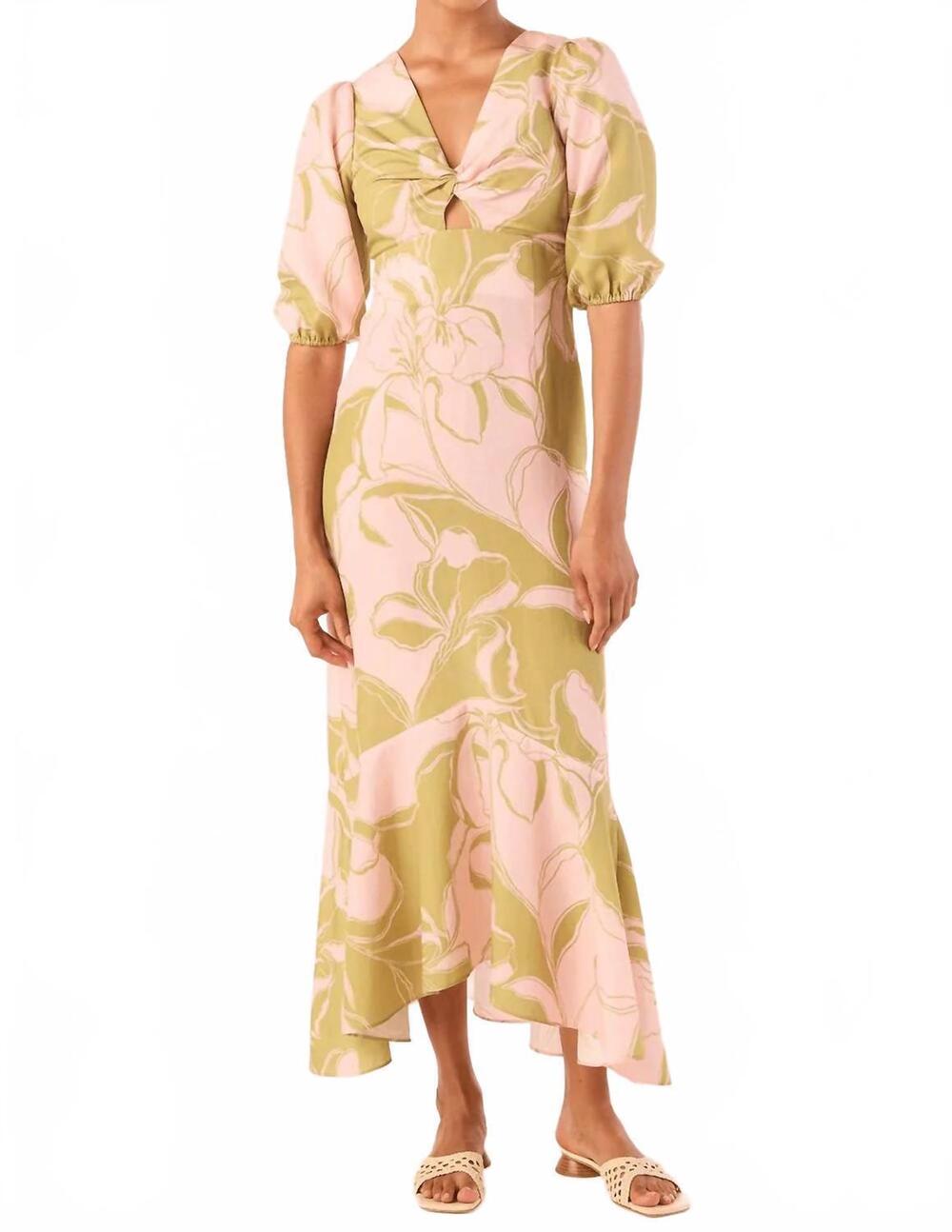 NEW MISA LOS ANGELES wallis midi dress in olive flora